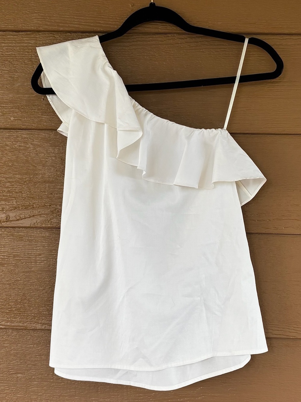 Ag Adriano Goldschmied Ivory One-Shoulder Ruffle Top -Sz XS - Picture 2 of 3